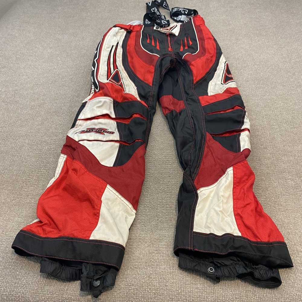 FXR Cold Cross Snow Pants Mens Medium Red Black White Racing Suspenders Padded